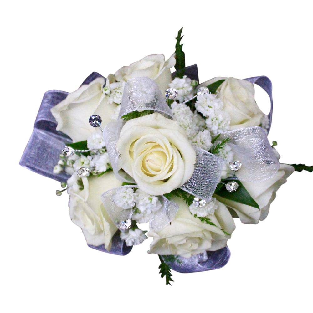 All white corsage for prom