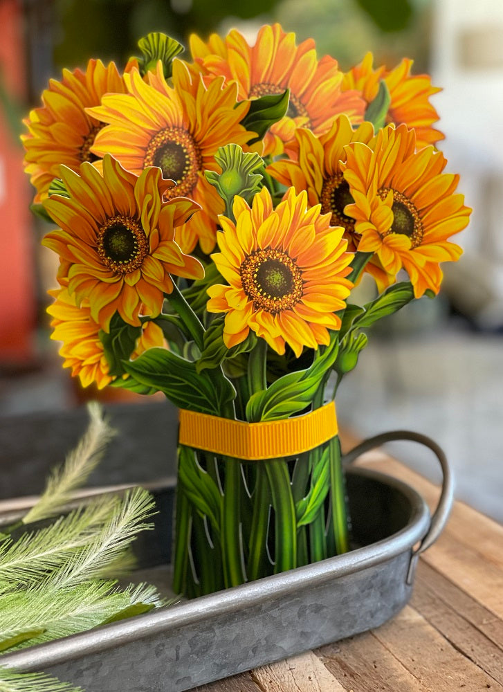 Fresh cut paper sunflowers card