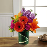 Sunset Sweetness Bouquet in leaf wrapped vase Small