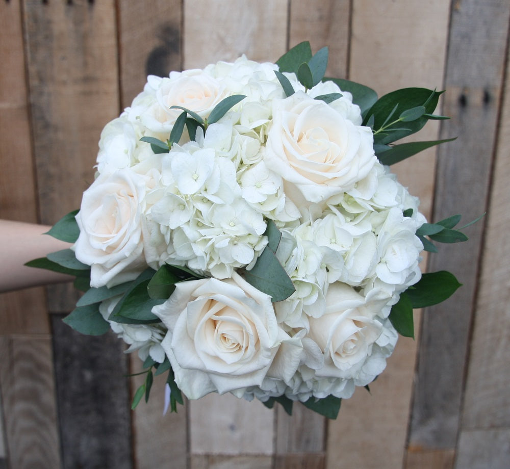 White and cream colored bridal bouquet