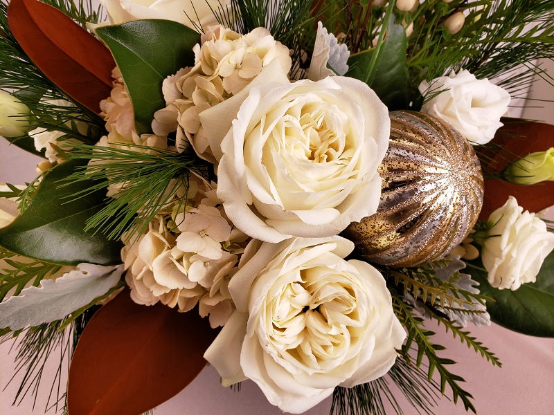 Boho holiday centerpiece close up