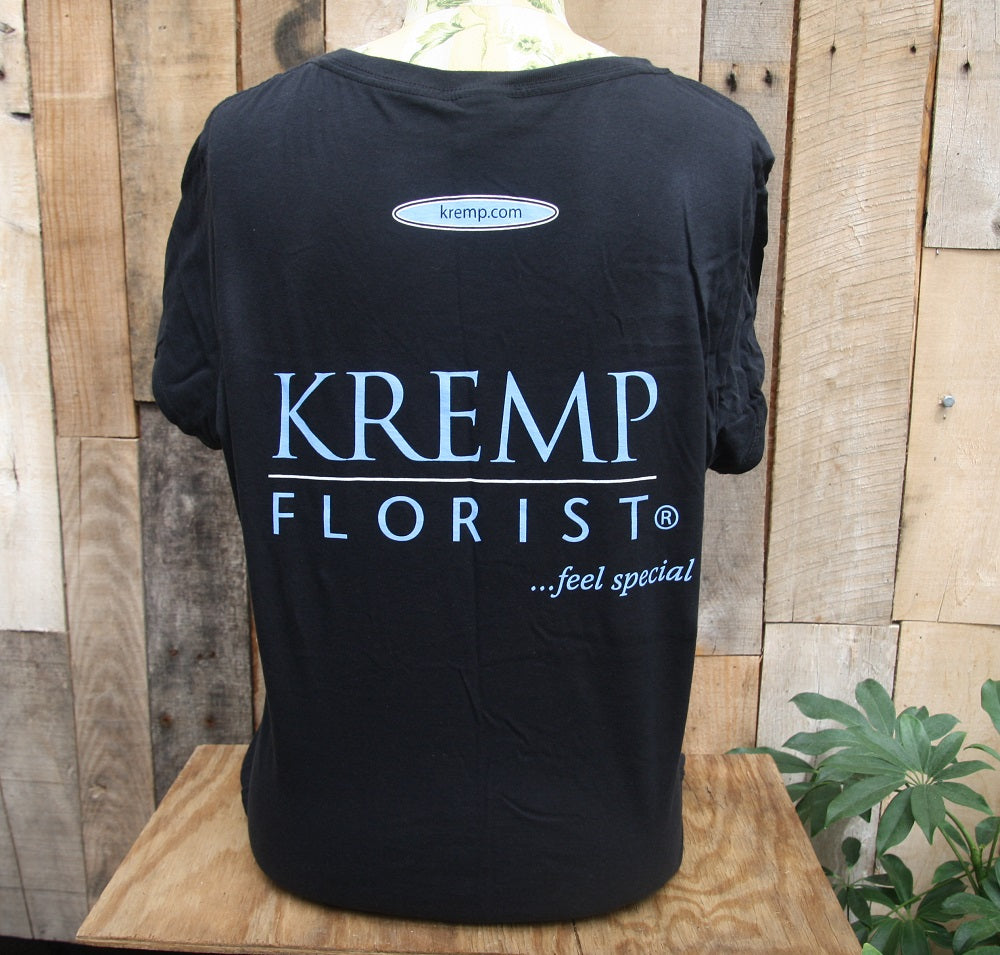 Kremp Florist Black Womens Short Sleeved Shirt Back