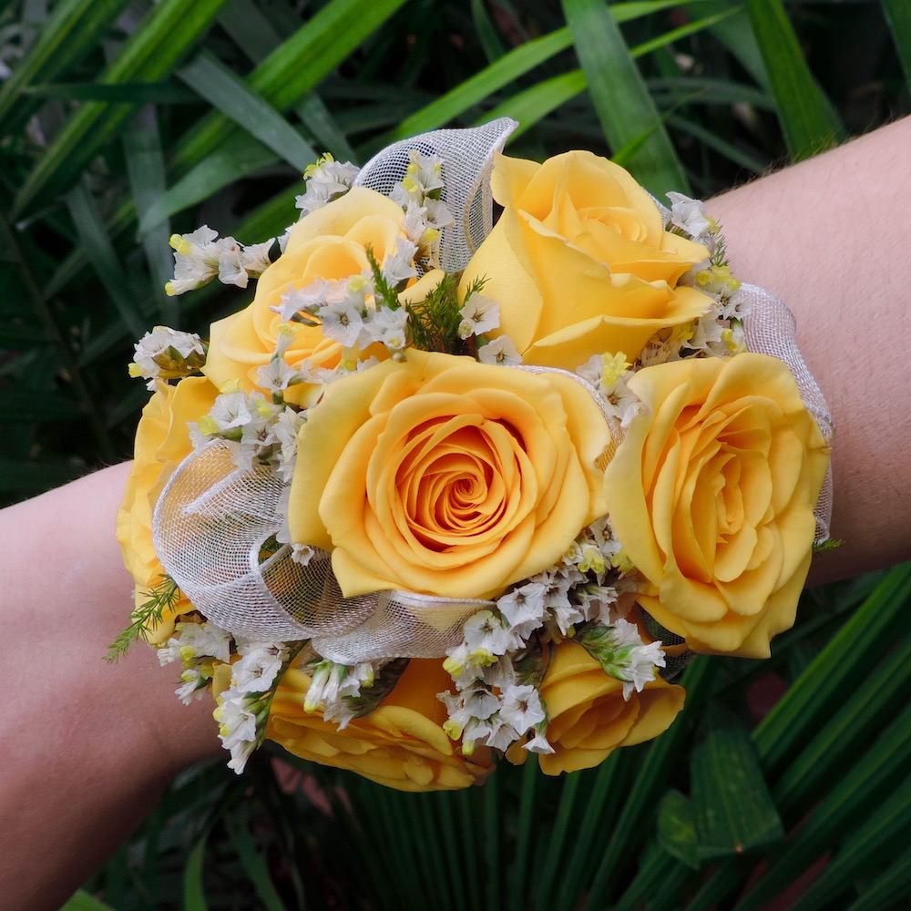 Yellow rose wristlet corsage