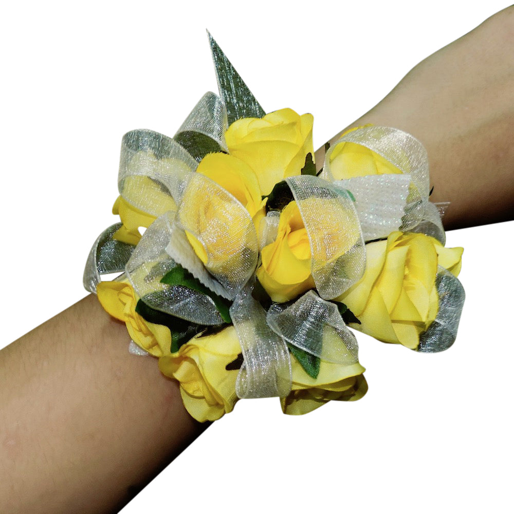 Yellow Silk Rose Wristlet Corsage