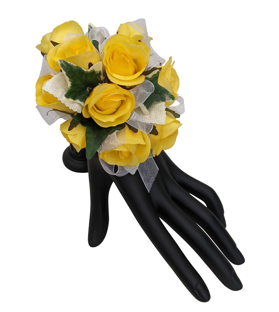 Yellow Silk Rose Wristlet Corsage